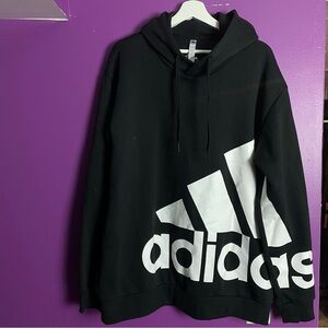 /// ADIDAS oversized logo hooded sweatshirt hoodie black and white large \\\